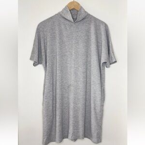 PROLOGUE Women’s Gray Cotton Knit Mock Neck Tunic Top Pockets Minimalist small